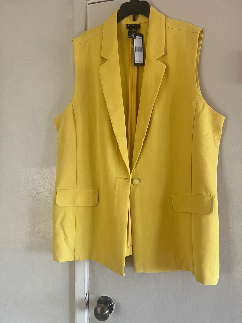 Soho Bright Yellow Sleeveless Blazer Vest